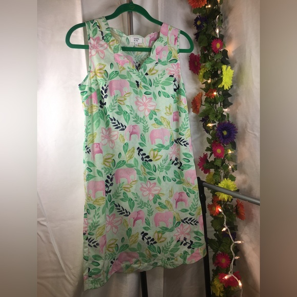 Crown & Ivy | Women’s Green & Pink/Floral & Elephant Pattern Sleeveless Dress - Picture 11 of 11